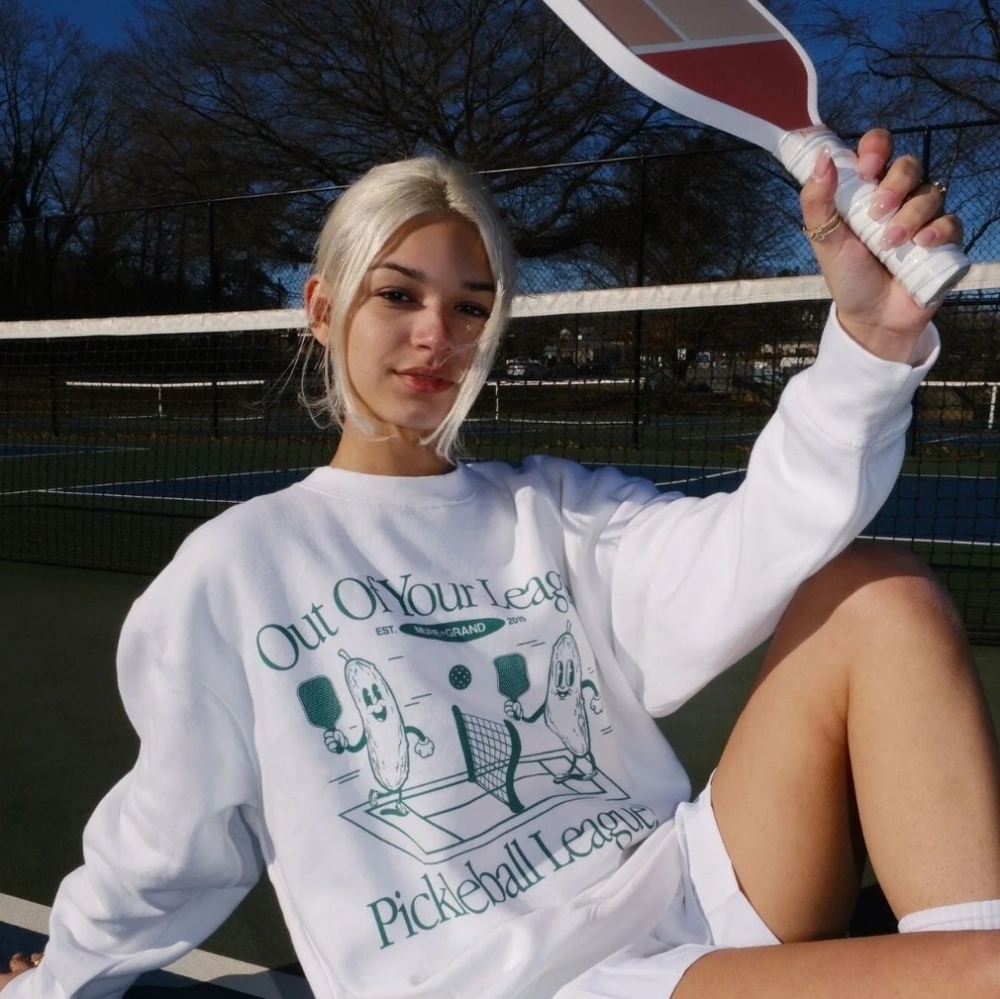 Mûre Grand Pickleball Sweatshirt Out of Your League Womens Large  Green & White
